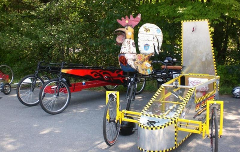 Three soapbox racing carts