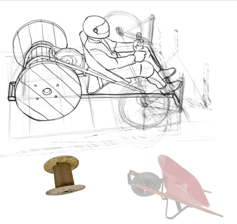 Sketch of a proposed soapbox race cart